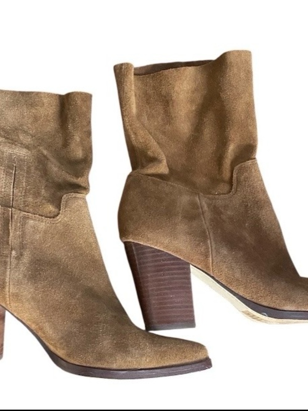 Bleeker and Bond Tan Suede Mid-Calf Heeled Boots Size 10